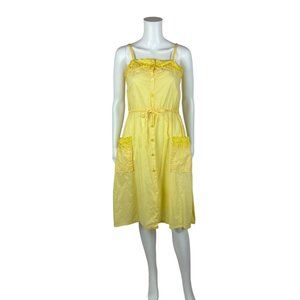 Bebe London Dress Women's Extra Small Yellow Eyelet Cotton Sundress